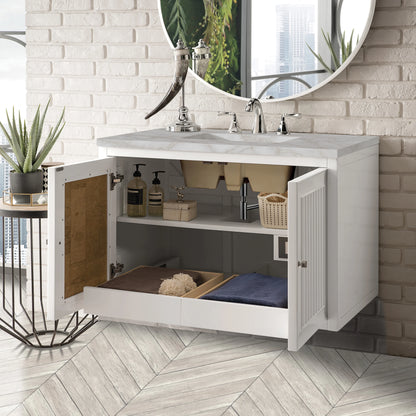 Renovate for Less Atlanta Athens 36" Single Vanity, Glossy White w/ 3 CM Victorian Silver Silestone Top, view 7