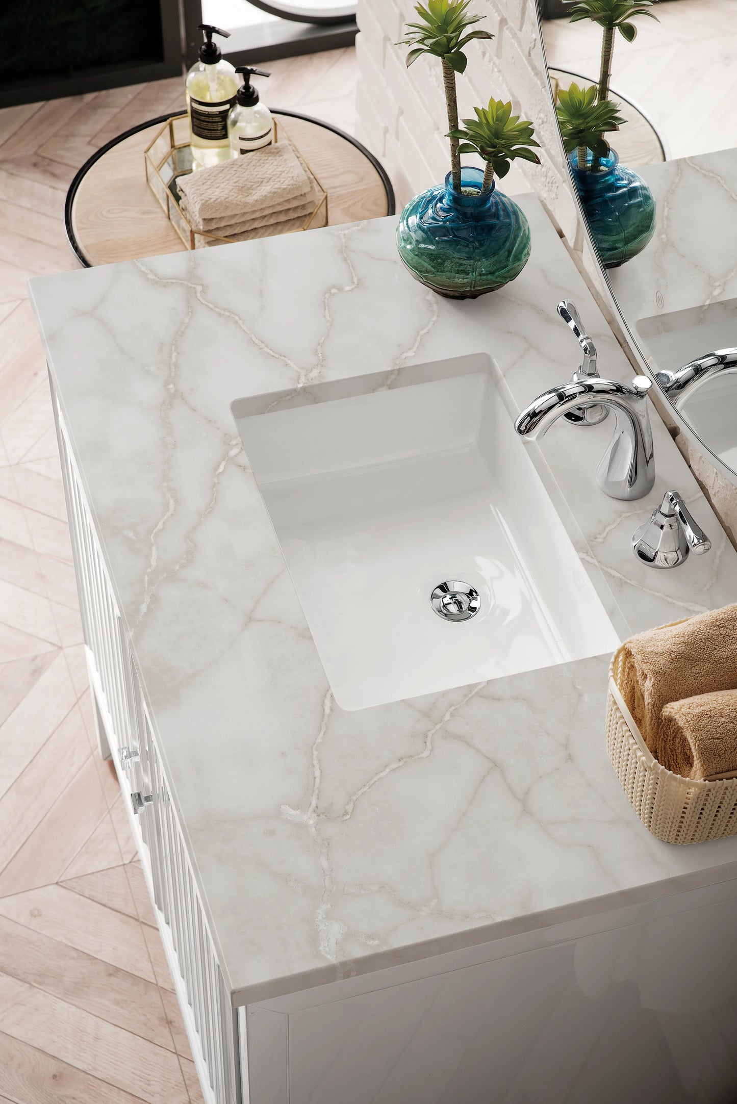 Renovate for Less Atlanta Athens 36" Single Vanity, Glossy White w/ 3 CM Victorian Silver Silestone Top, view 8