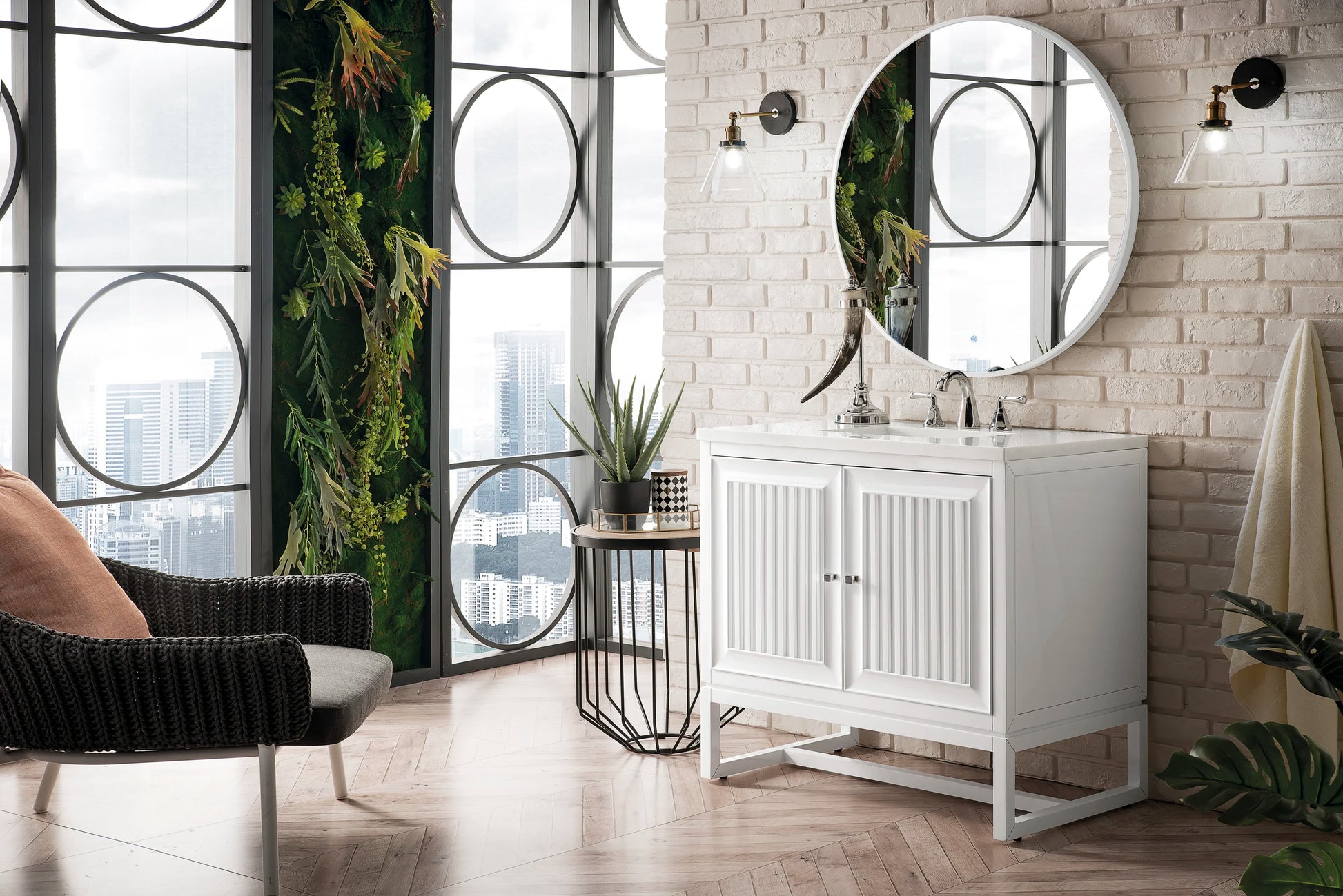 Renovate for Less Atlanta Athens 36" Single Vanity, Glossy White w/ 3 CM White Zeus Silestone Top, view 4