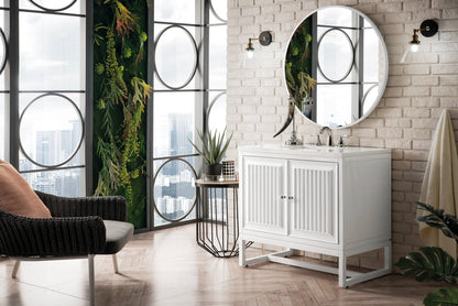 Renovate for Less Atlanta Athens 36" Single Vanity, Glossy White w/ 3 CM White Zeus Silestone Top, view 4