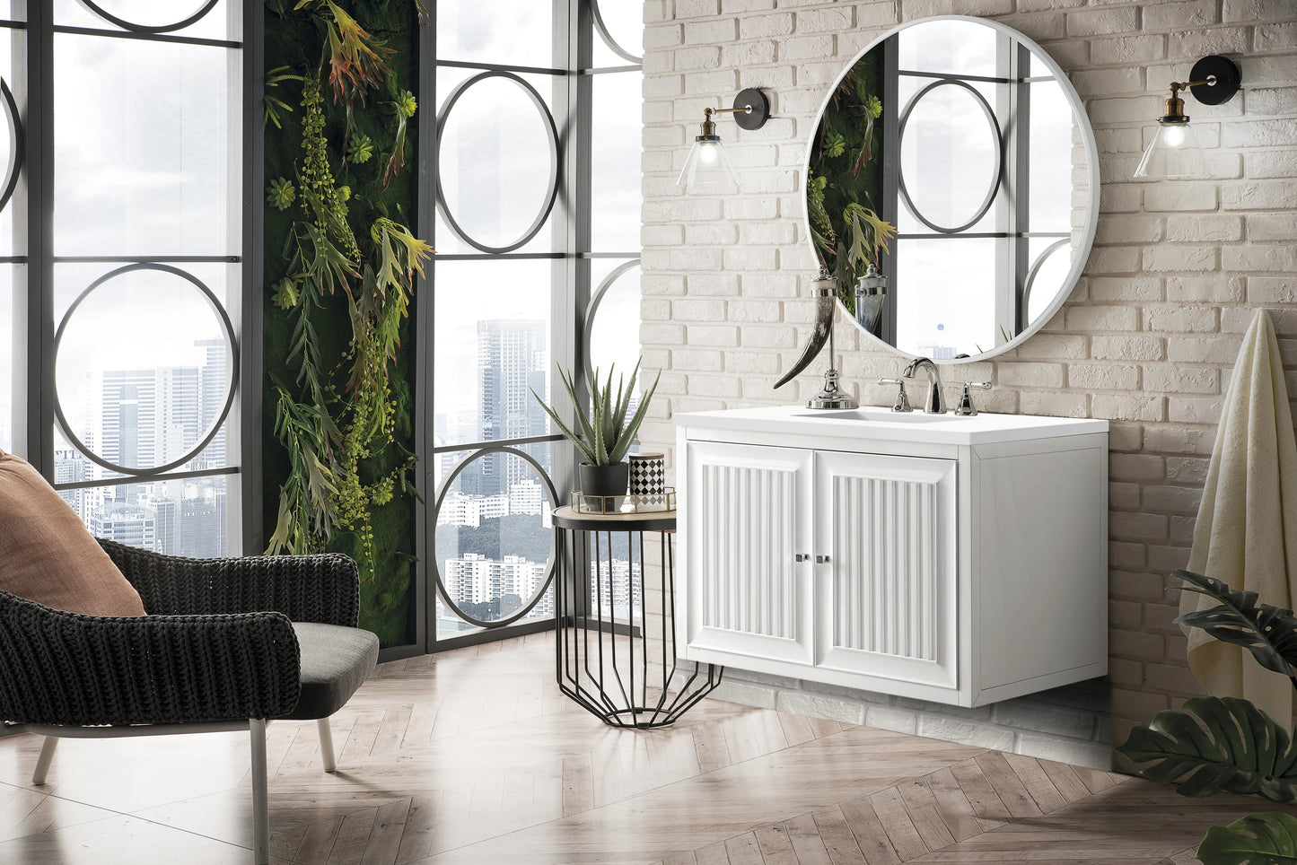 Renovate for Less Atlanta Athens 36" Single Vanity, Glossy White w/ 3 CM White Zeus Silestone Top, view 8