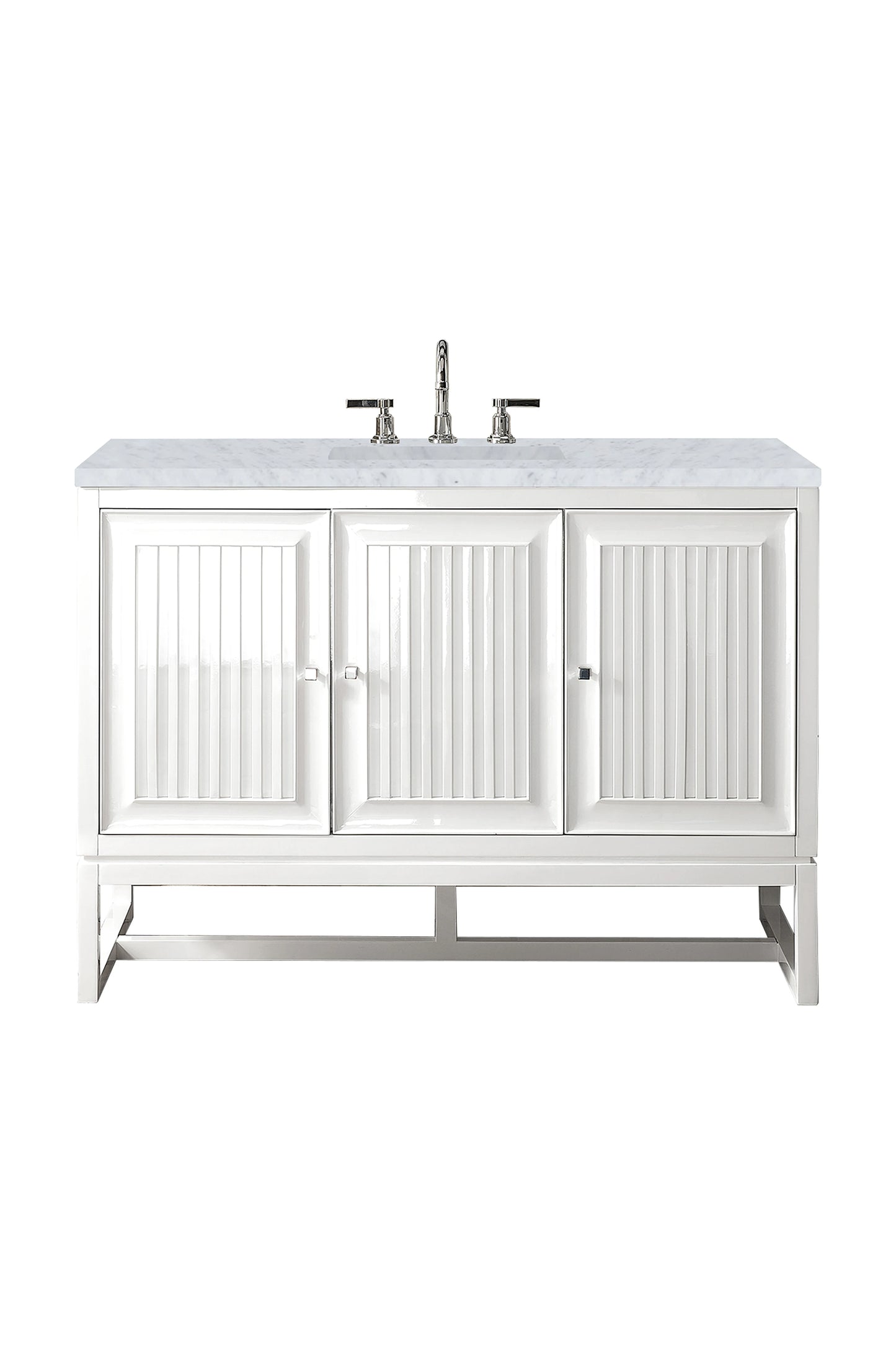Renovate for Less Atlanta Athens 48" Single Vanity, Glossy White w/ 3 CM Carrara White Top