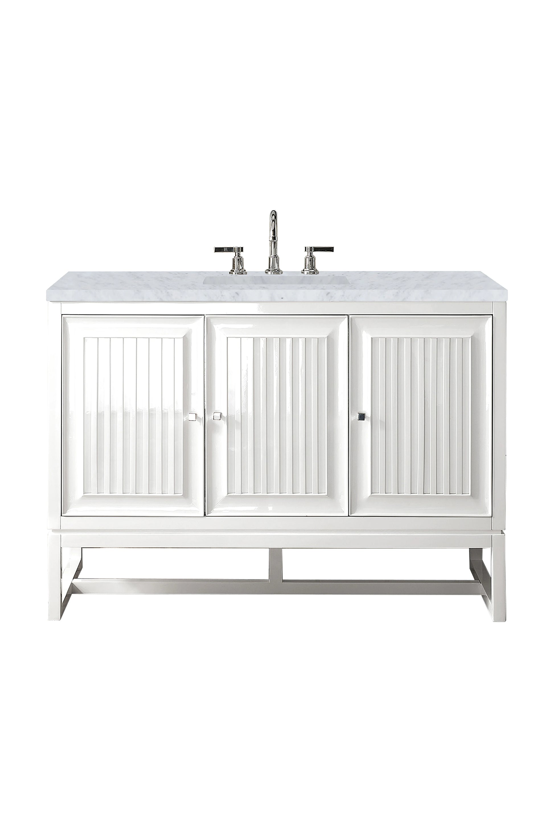 Renovate for Less Atlanta Athens 48" Single Vanity, Glossy White w/ 3 CM Carrara White Top