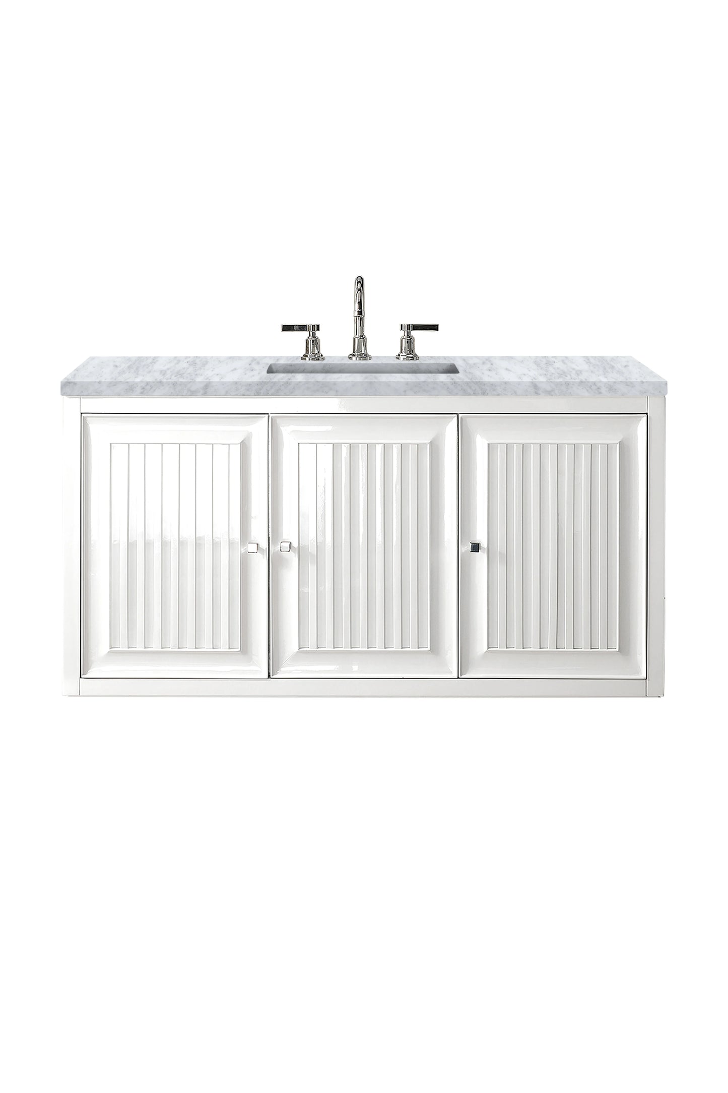 Renovate for Less Atlanta Athens 48" Single Vanity, Glossy White w/ 3 CM Carrara White Top, view 2