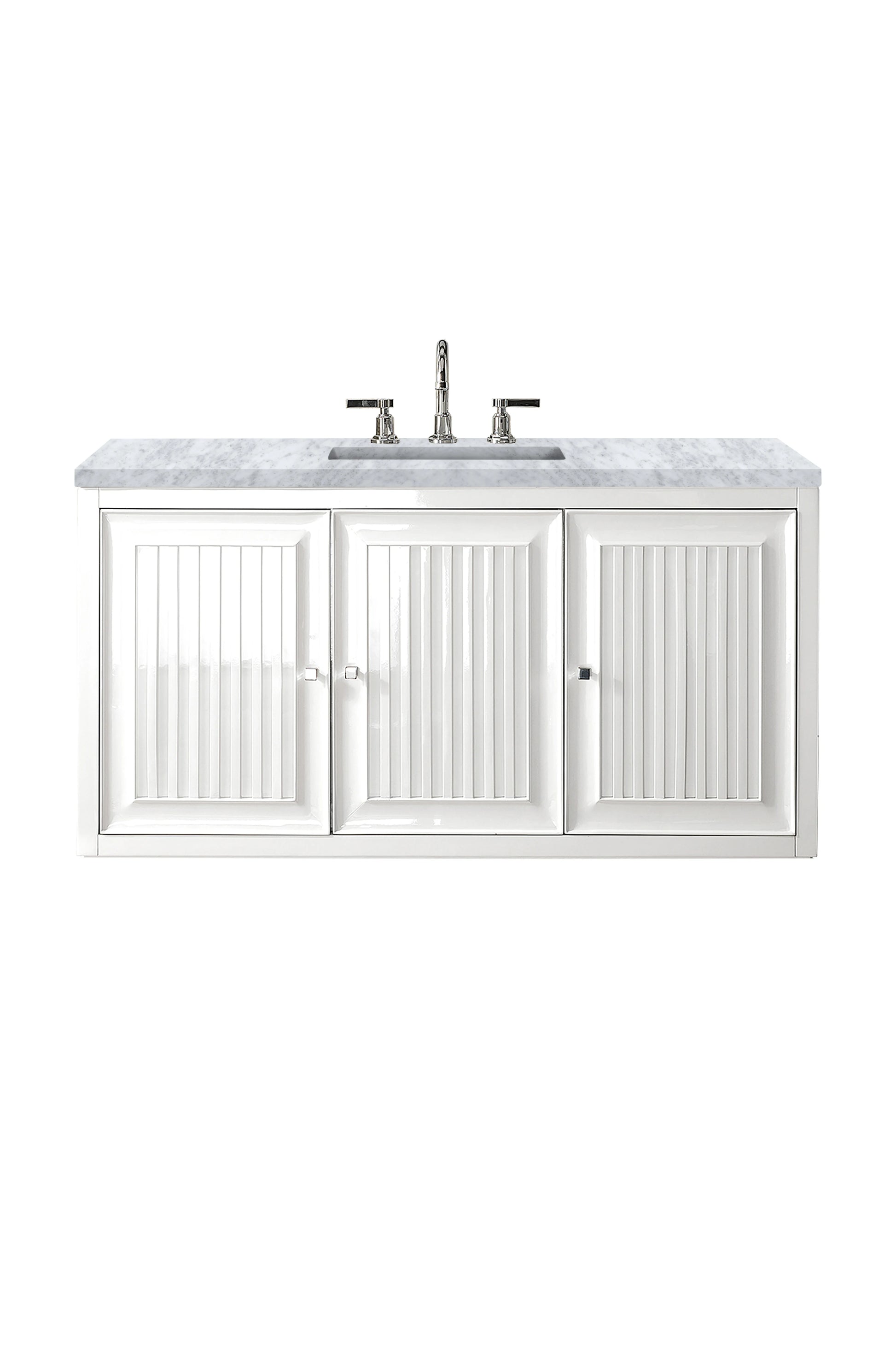 Renovate for Less Atlanta Athens 48" Single Vanity, Glossy White w/ 3 CM Carrara White Top, view 2