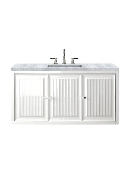 Renovate for Less Atlanta Athens 48" Single Vanity, Glossy White w/ 3 CM Carrara White Top, view 2