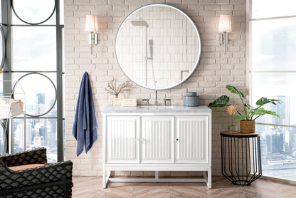 Renovate for Less Atlanta Athens 48" Single Vanity, Glossy White w/ 3 CM Carrara White Top, view 3