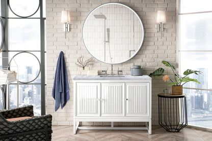 Renovate for Less Atlanta Athens 48" Single Vanity, Glossy White w/ 3 CM Carrara White Top, view 4
