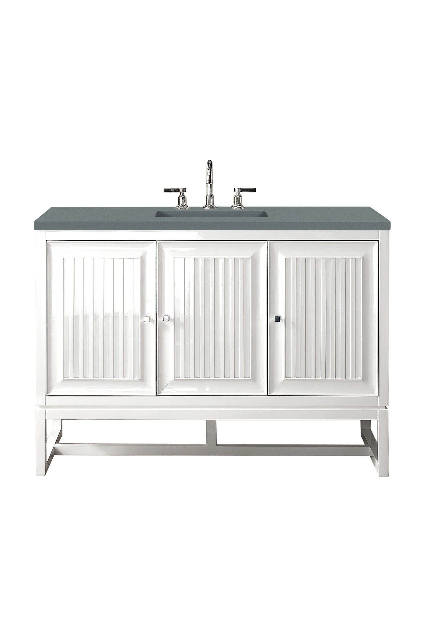 Renovate for Less Atlanta Athens 48" Single Vanity, Glossy White w/ 3 CM Cala Blue Top