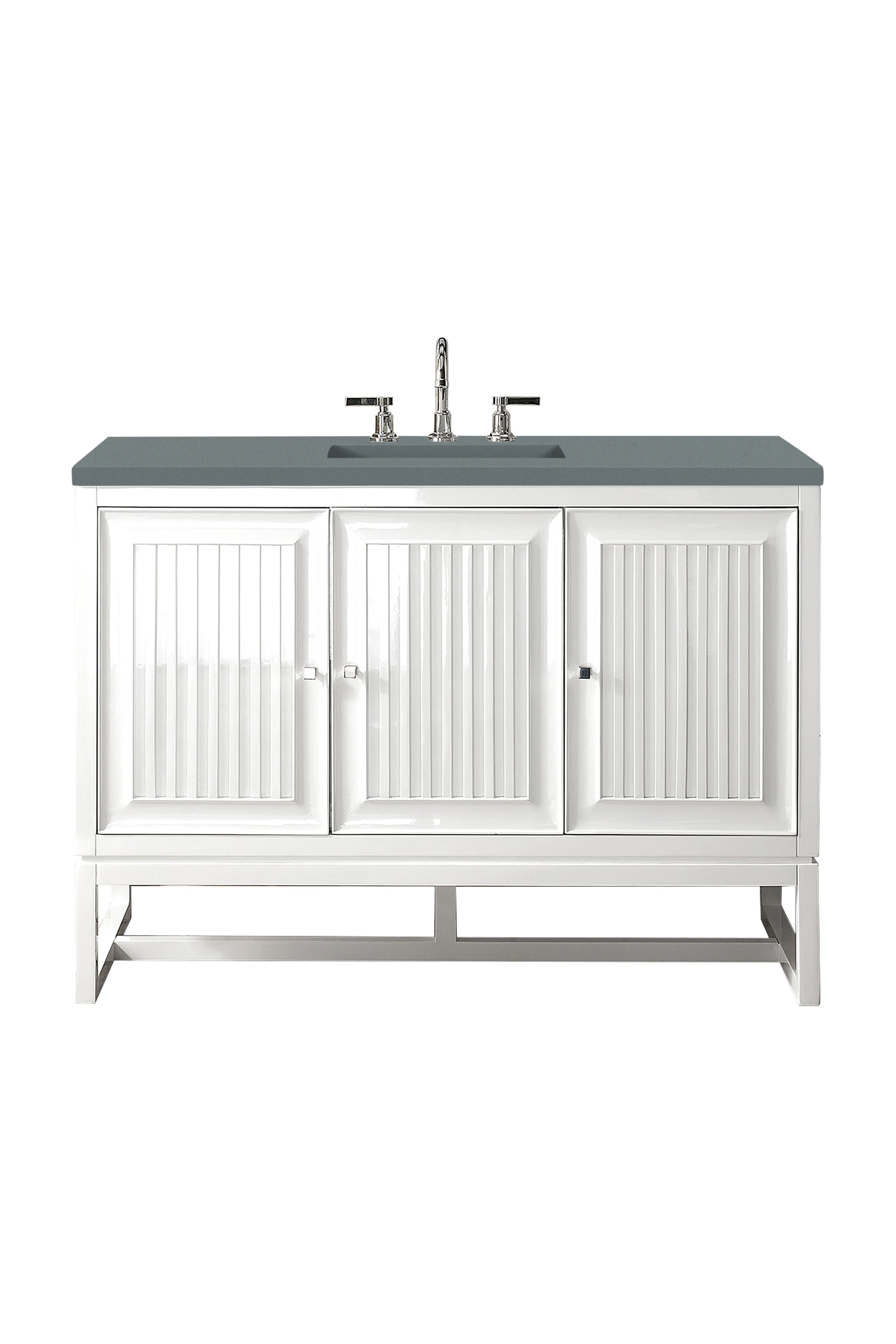 Renovate for Less Atlanta Athens 48" Single Vanity, Glossy White w/ 3 CM Cala Blue Top