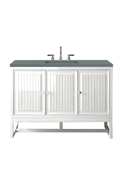 Renovate for Less Atlanta Athens 48" Single Vanity, Glossy White w/ 3 CM Cala Blue Top