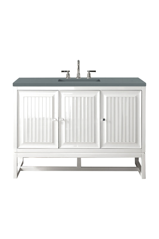 Renovate for Less Atlanta Athens 48" Single Vanity, Glossy White w/ 3 CM Cala Blue Top