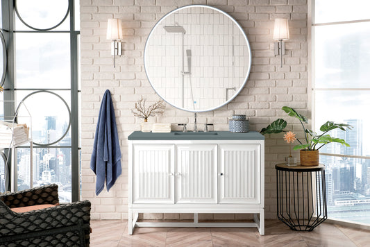 Renovate for Less Atlanta Athens 48" Single Vanity, Glossy White w/ 3 CM Cala Blue Top, view 2