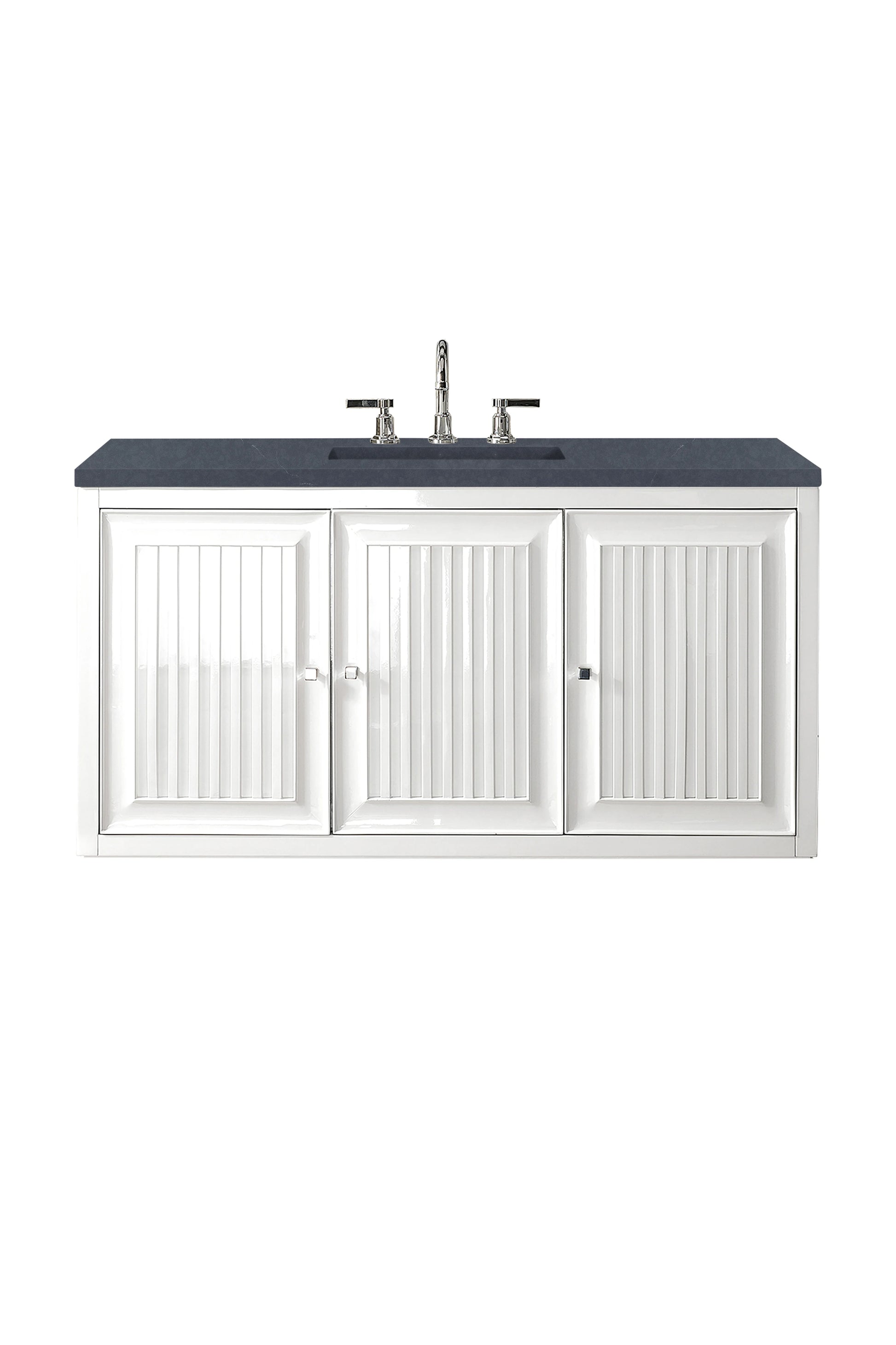Renovate for Less Atlanta Athens 48" Single Vanity, Glossy White w/ 3 CM Charcoal Soapstone Silestone Top, view 2