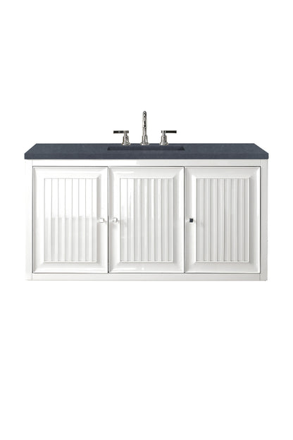 Renovate for Less Atlanta Athens 48" Single Vanity, Glossy White w/ 3 CM Charcoal Soapstone Silestone Top, view 2
