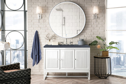 Renovate for Less Atlanta Athens 48" Single Vanity, Glossy White w/ 3 CM Charcoal Soapstone Silestone Top, view 3