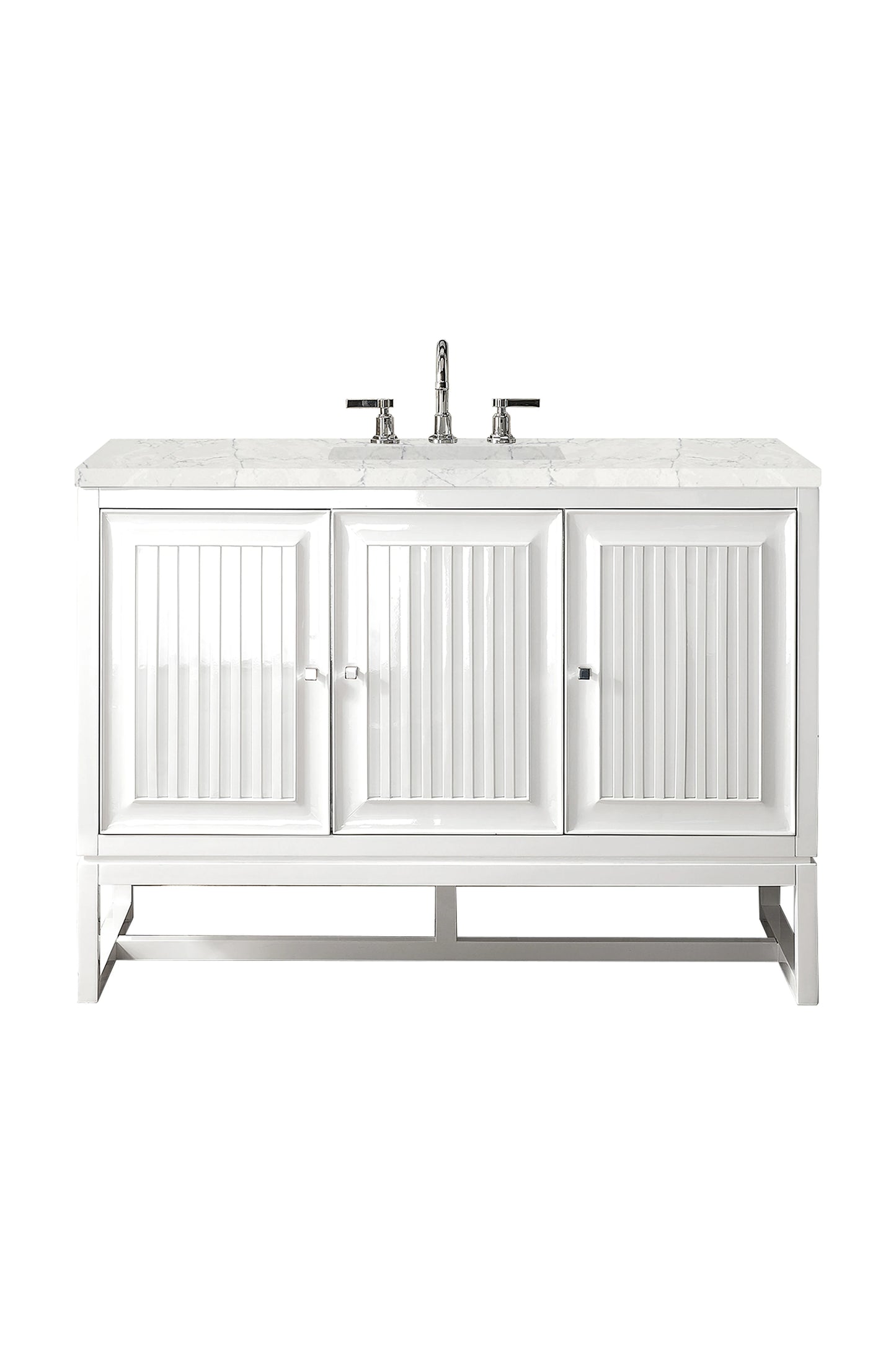 Renovate for Less Atlanta Athens 48" Single Vanity, Glossy White w/ 3 CM Eternal Jasmine Pearl Silestone Top