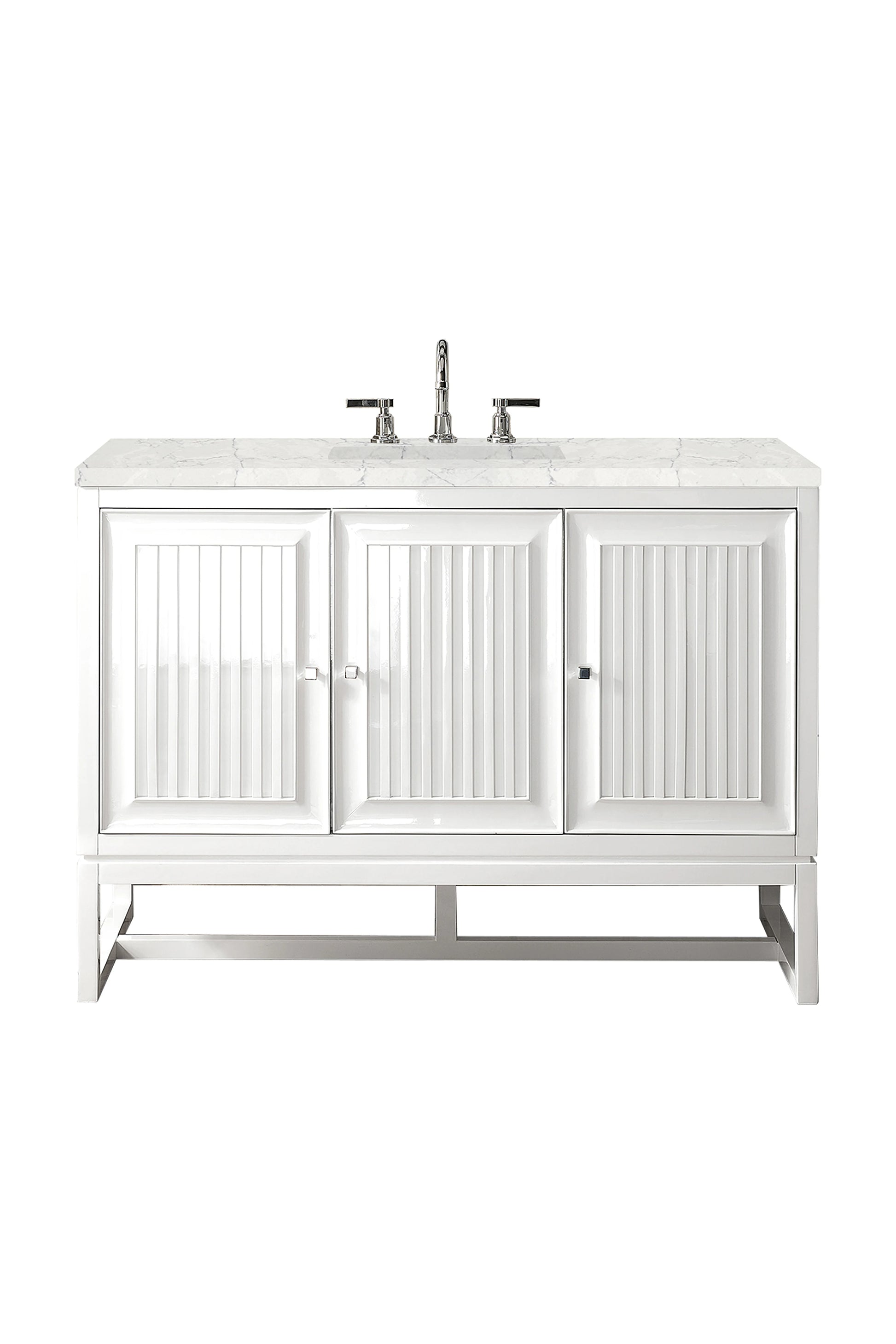 Renovate for Less Atlanta Athens 48" Single Vanity, Glossy White w/ 3 CM Eternal Jasmine Pearl Silestone Top