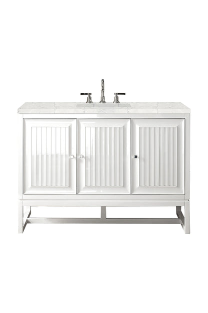 Renovate for Less Atlanta Athens 48" Single Vanity, Glossy White w/ 3 CM Eternal Jasmine Pearl Silestone Top