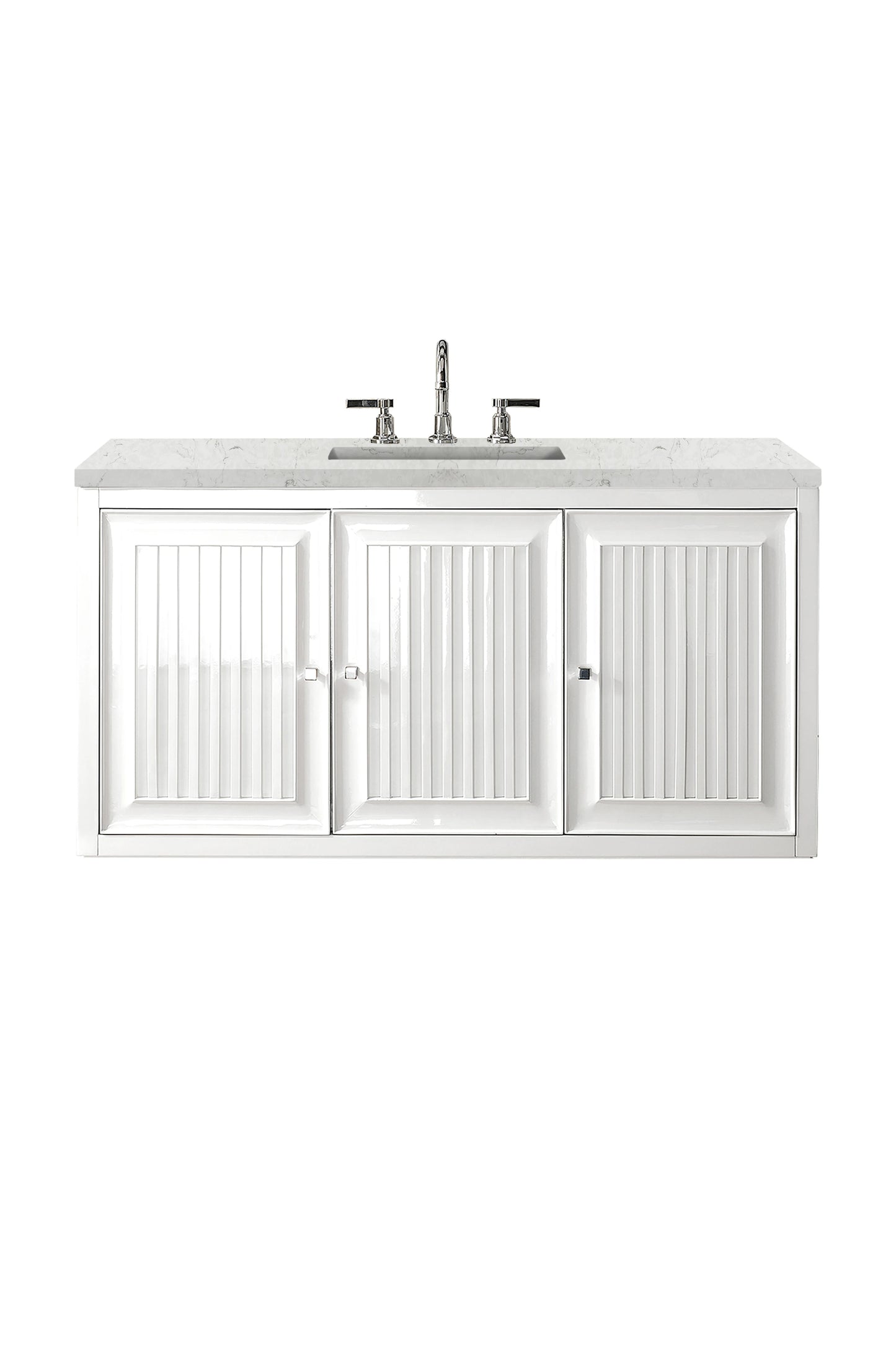 Renovate for Less Atlanta Athens 48" Single Vanity, Glossy White w/ 3 CM Eternal Jasmine Pearl Silestone Top, view 2
