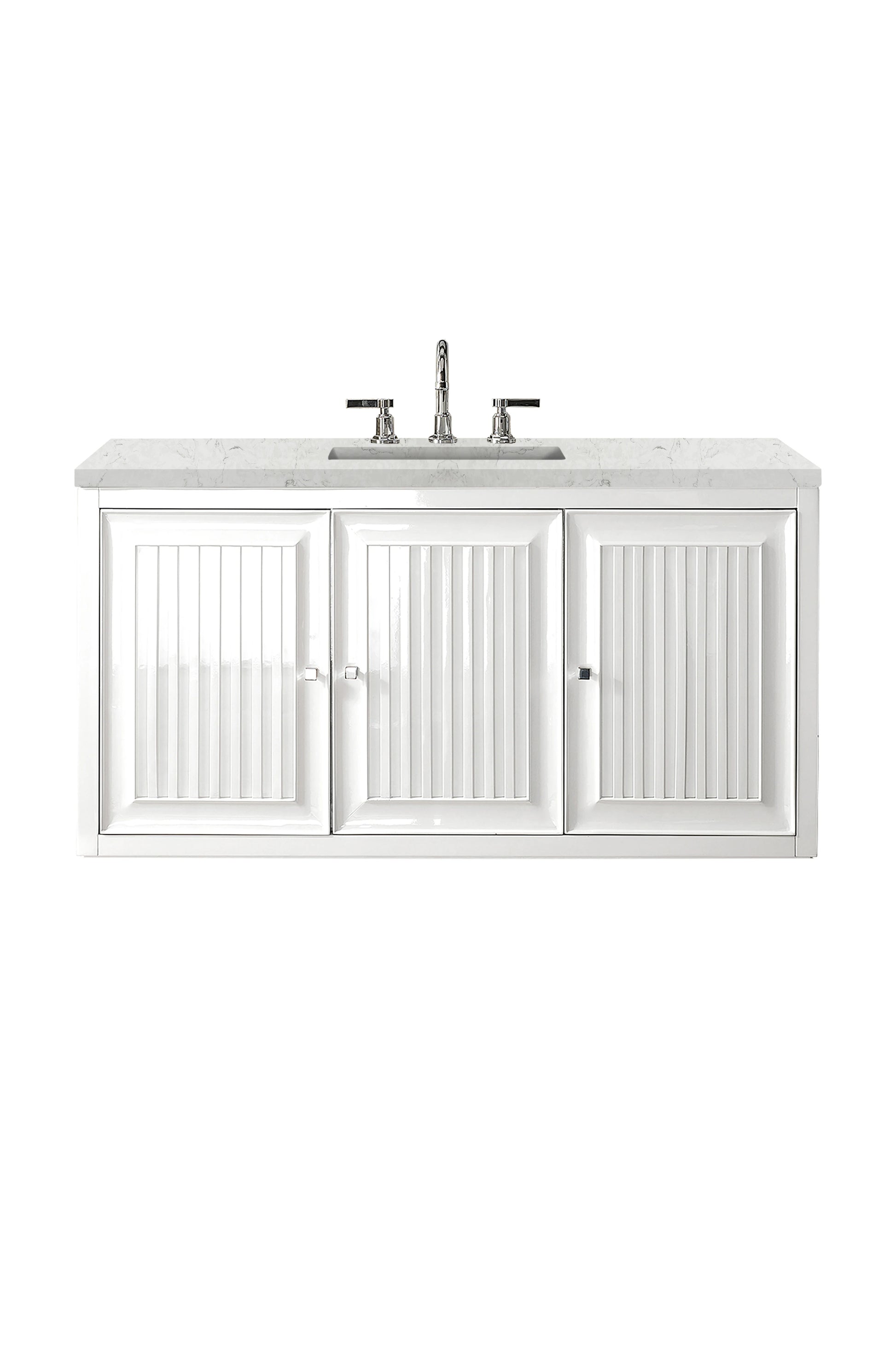 Renovate for Less Atlanta Athens 48" Single Vanity, Glossy White w/ 3 CM Eternal Jasmine Pearl Silestone Top, view 2