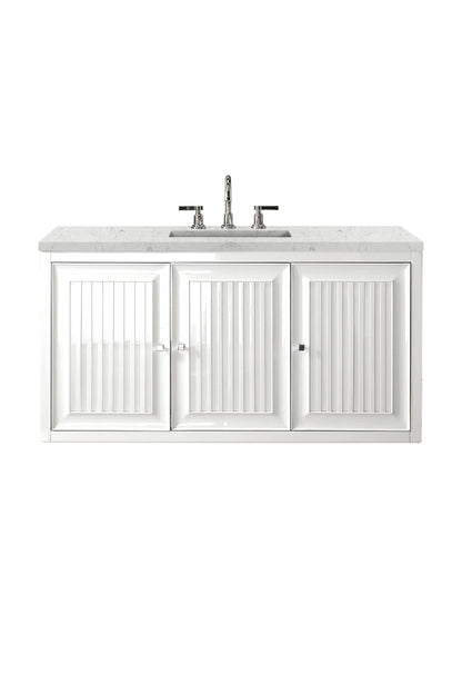 Renovate for Less Atlanta Athens 48" Single Vanity, Glossy White w/ 3 CM Eternal Jasmine Pearl Silestone Top, view 2