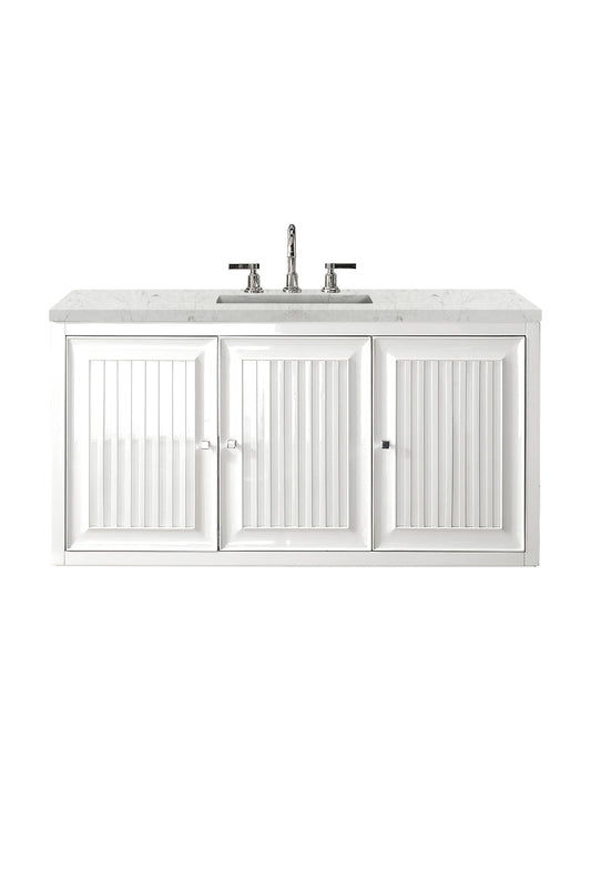 Renovate for Less Atlanta Athens 48" Single Vanity, Glossy White w/ 3 CM Eternal Jasmine Pearl Silestone Top, view 2