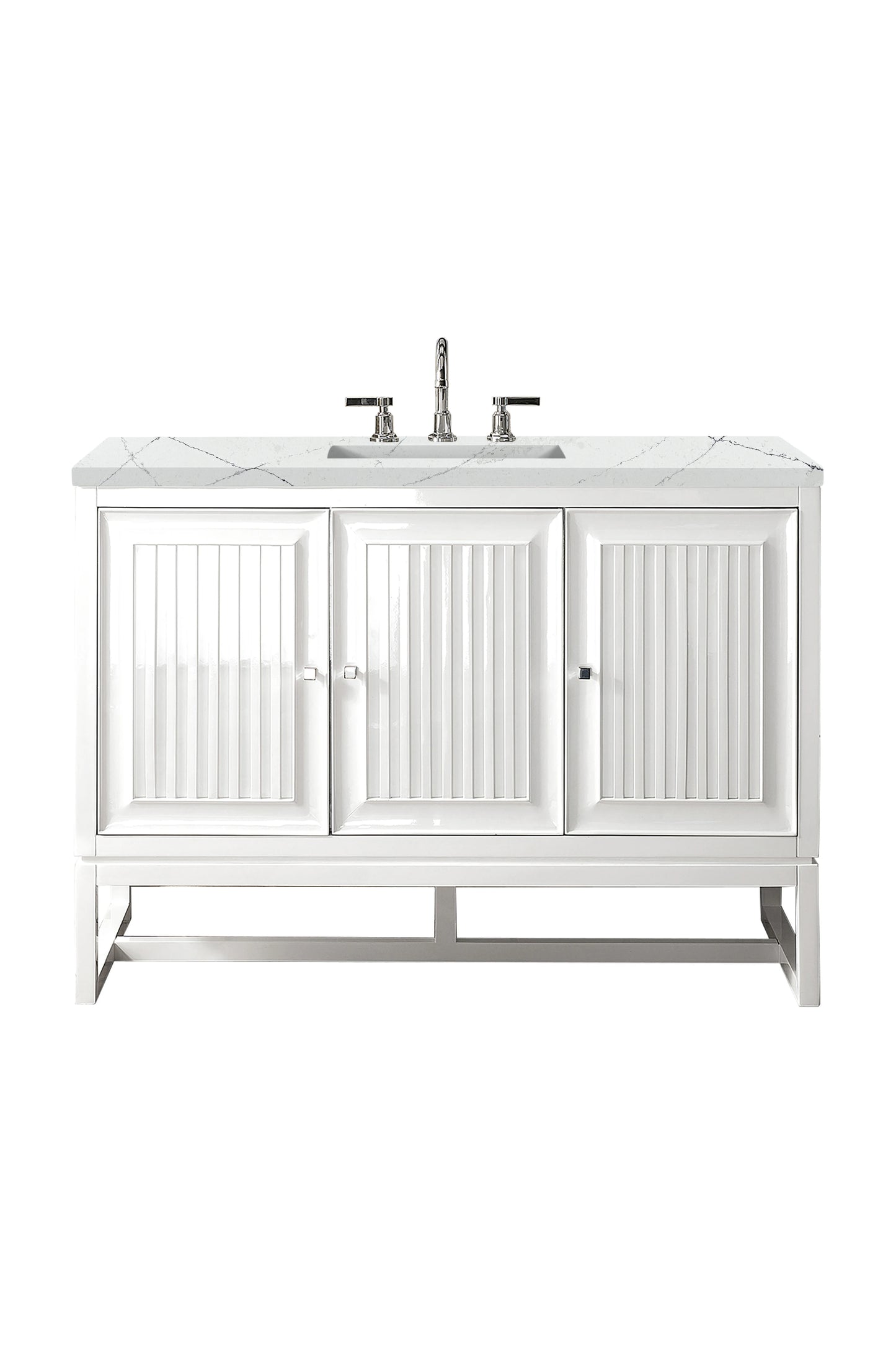 Renovate for Less Atlanta Athens 48" Single Vanity, Glossy White w/ 3 CM Ethereal Noctis Top