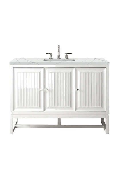 Renovate for Less Atlanta Athens 48" Single Vanity, Glossy White w/ 3 CM Ethereal Noctis Top