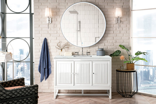 Renovate for Less Atlanta Athens 48" Single Vanity, Glossy White w/ 3 CM Ethereal Noctis Top, view 2
