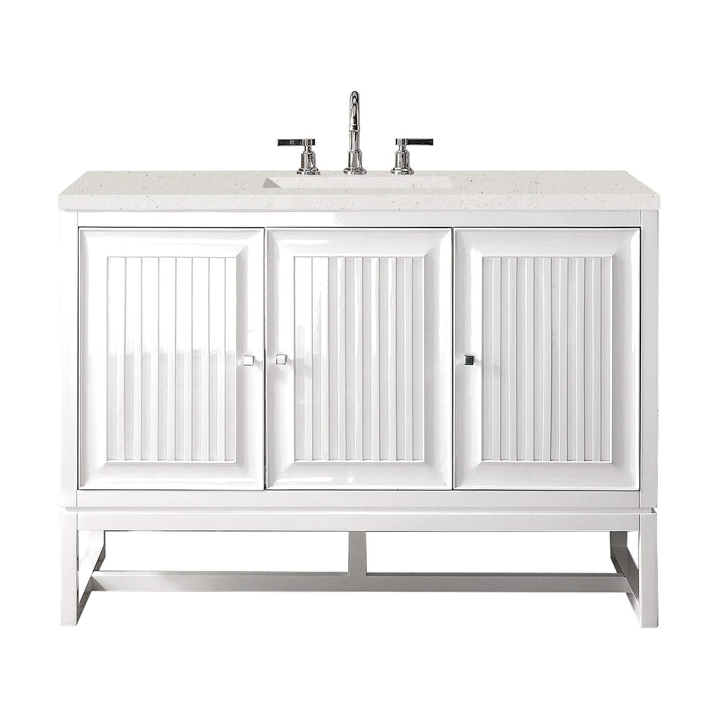 Renovate for Less Atlanta Athens 48" Single Vanity, Glossy White w/ 3 CM Lime Delight Silestone Top