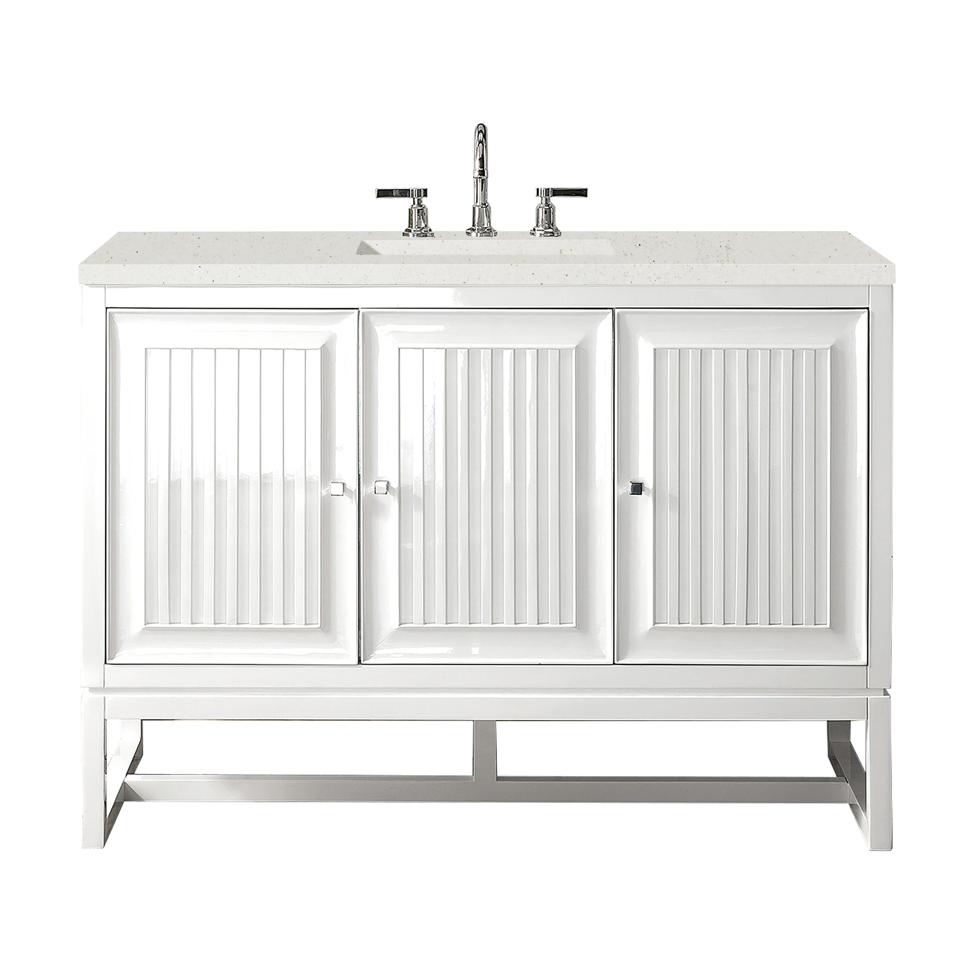 Renovate for Less Atlanta Athens 48" Single Vanity, Glossy White w/ 3 CM Lime Delight Silestone Top