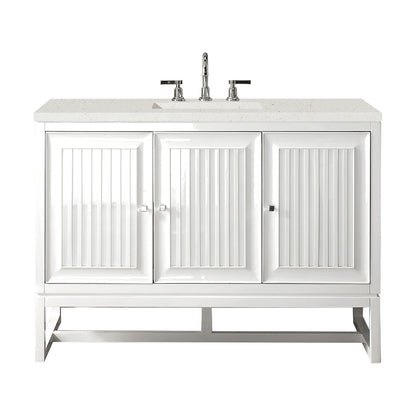 Renovate for Less Atlanta Athens 48" Single Vanity, Glossy White w/ 3 CM Lime Delight Silestone Top