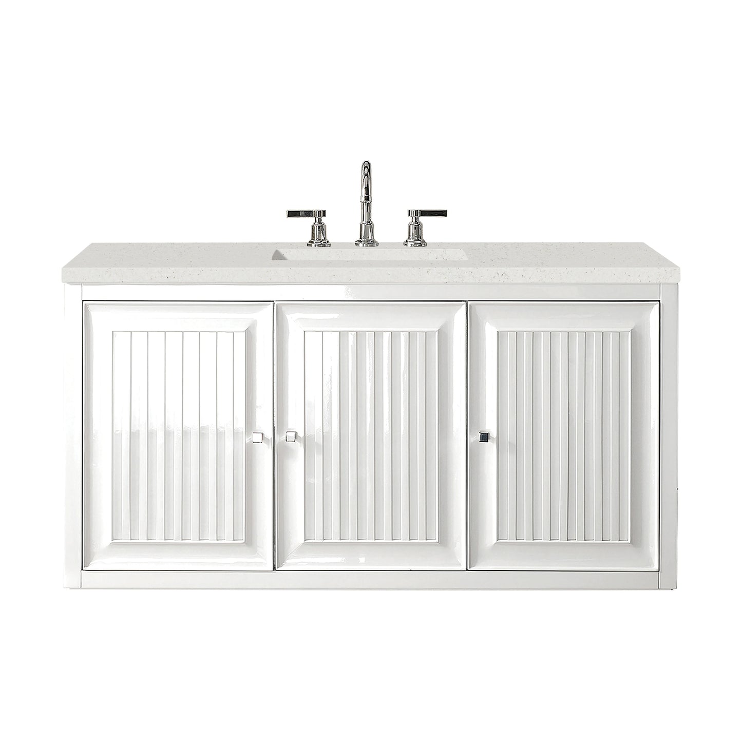 Renovate for Less Atlanta Athens 48" Single Vanity, Glossy White w/ 3 CM Lime Delight Silestone Top, view 2