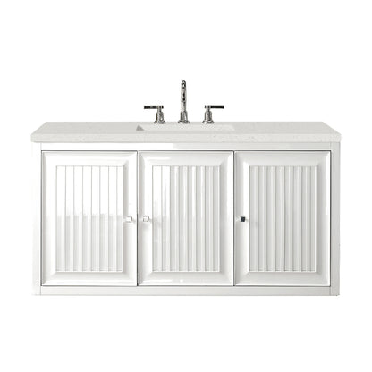 Renovate for Less Atlanta Athens 48" Single Vanity, Glossy White w/ 3 CM Lime Delight Silestone Top, view 2