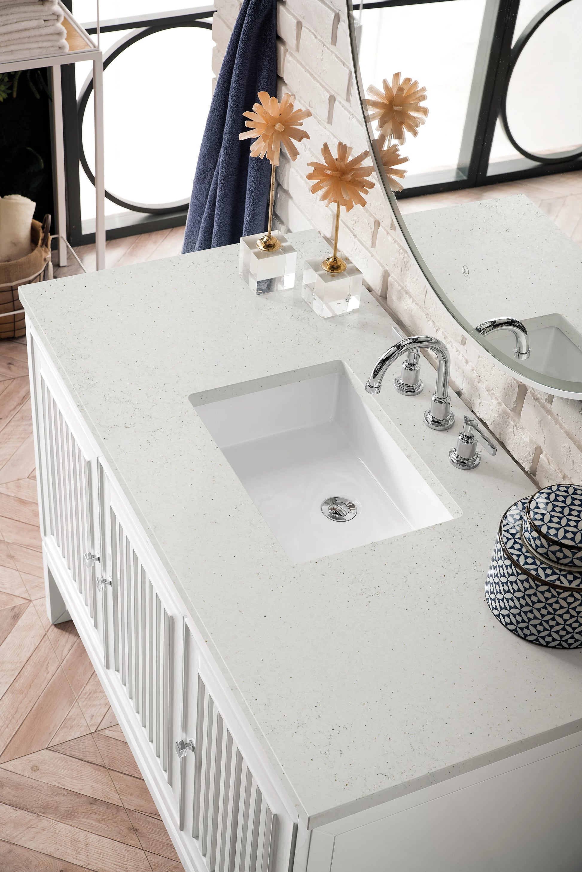 Renovate for Less Atlanta Athens 48" Single Vanity, Glossy White w/ 3 CM Lime Delight Silestone Top, view 6