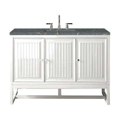 Renovate for Less Atlanta Athens 48" Single Vanity, Glossy White w/ 3 CM Parisien Bleu Silestone Top
