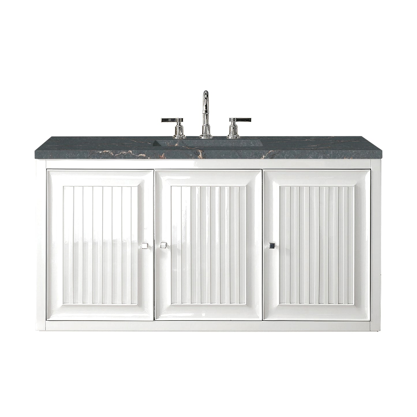 Renovate for Less Atlanta Athens 48" Single Vanity, Glossy White w/ 3 CM Parisien Bleu Silestone Top, view 2