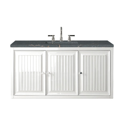 Renovate for Less Atlanta Athens 48" Single Vanity, Glossy White w/ 3 CM Parisien Bleu Silestone Top, view 2