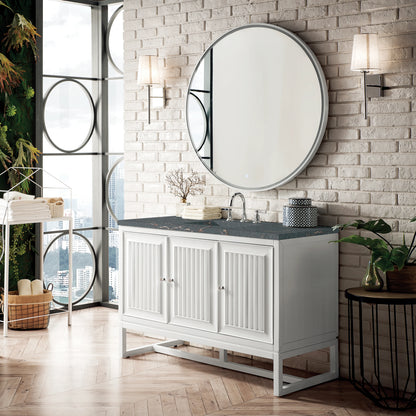 Renovate for Less Atlanta Athens 48" Single Vanity, Glossy White w/ 3 CM Parisien Bleu Silestone Top, view 4