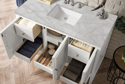 Renovate for Less Atlanta Athens 48" Single Vanity, Glossy White w/ 3 CM Victorian Silver Silestone Top, view 5