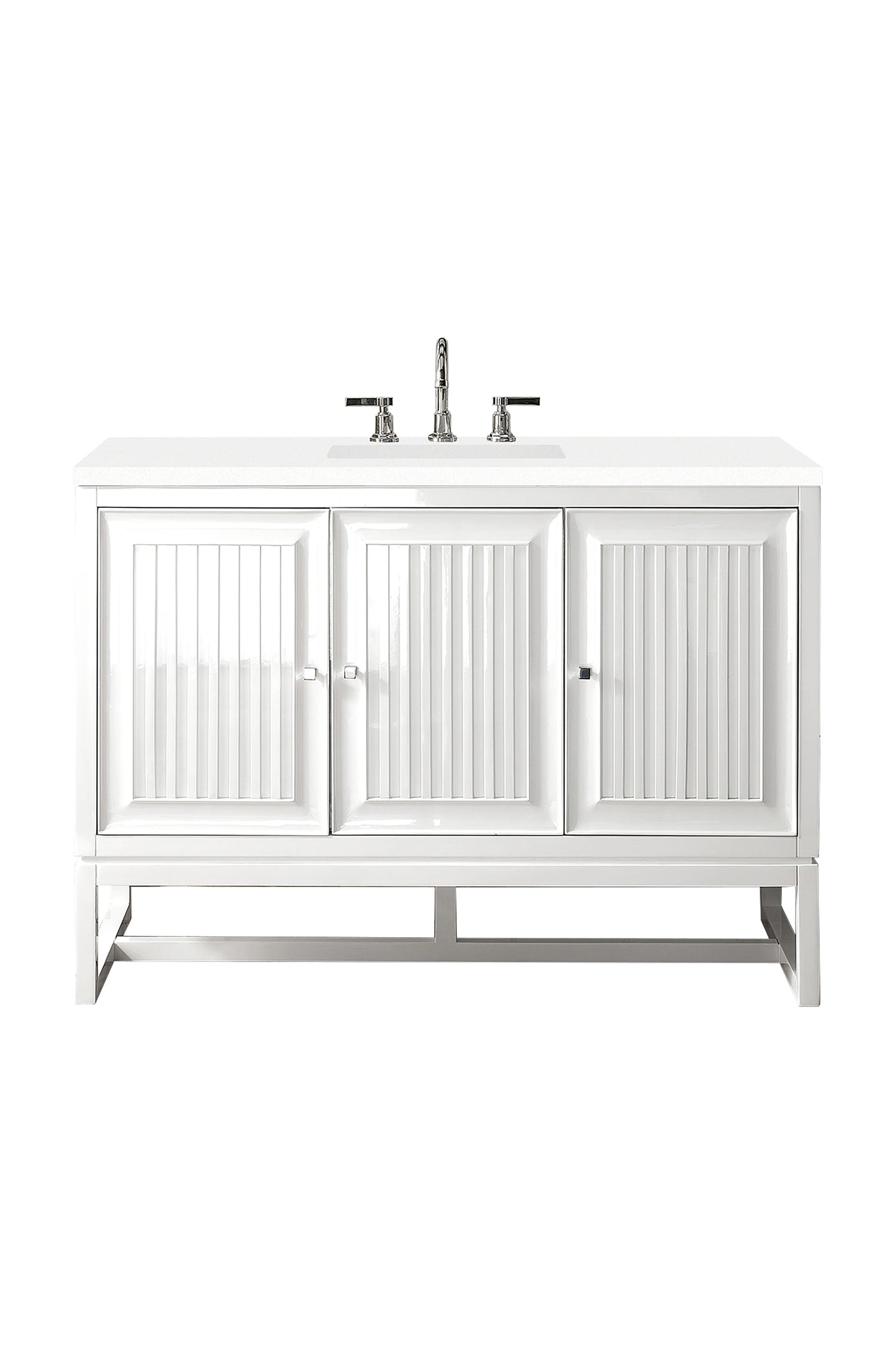 Renovate for Less Atlanta Athens 48" Single Vanity, Glossy White w/ 3 CM White Zeus Silestone Top