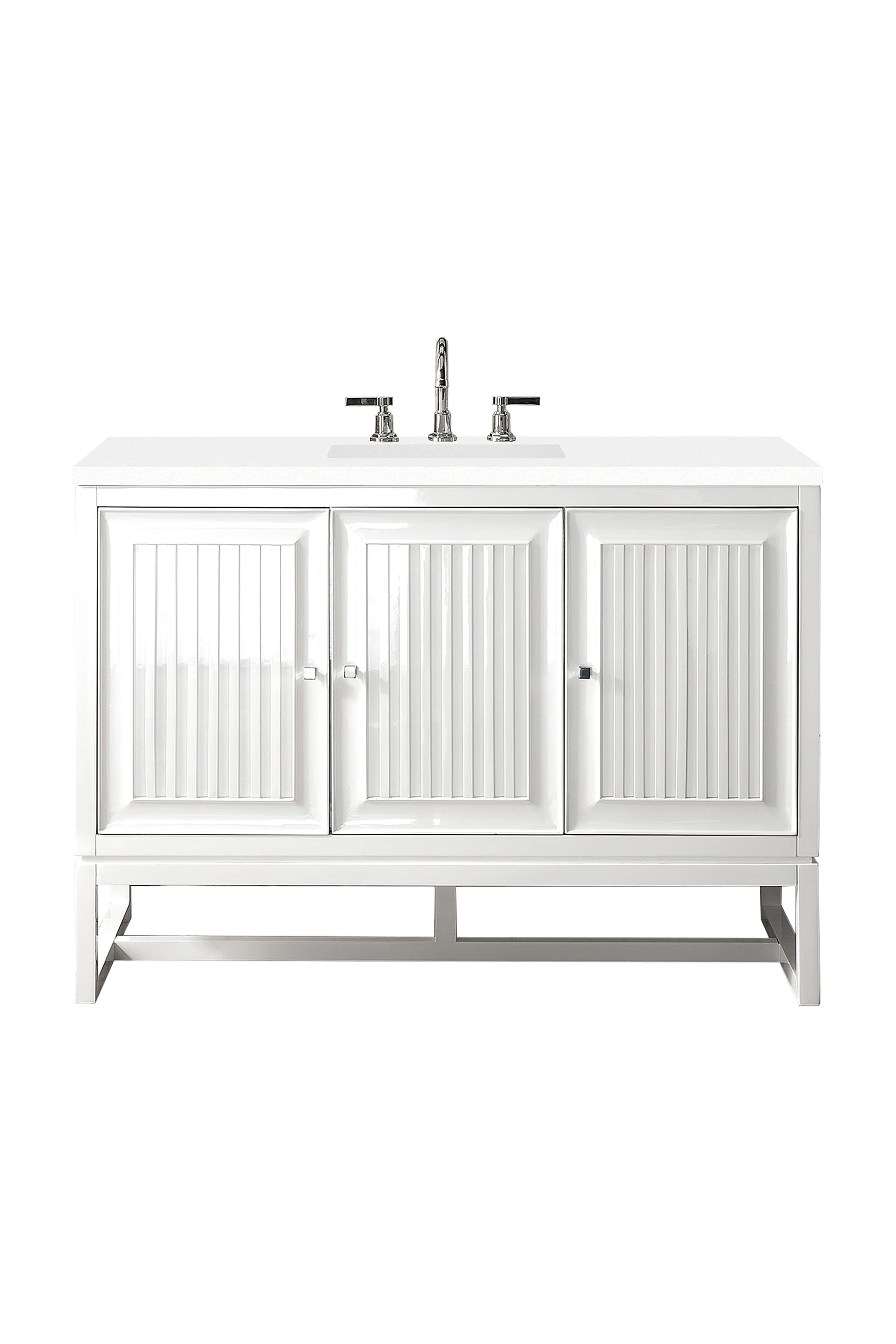 Renovate for Less Atlanta Athens 48" Single Vanity, Glossy White w/ 3 CM White Zeus Silestone Top