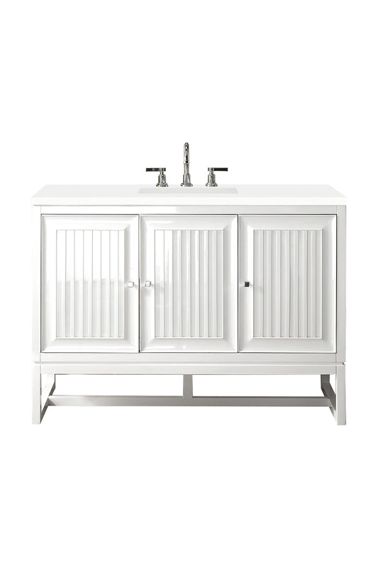 Renovate for Less Atlanta Athens 48" Single Vanity, Glossy White w/ 3 CM White Zeus Silestone Top