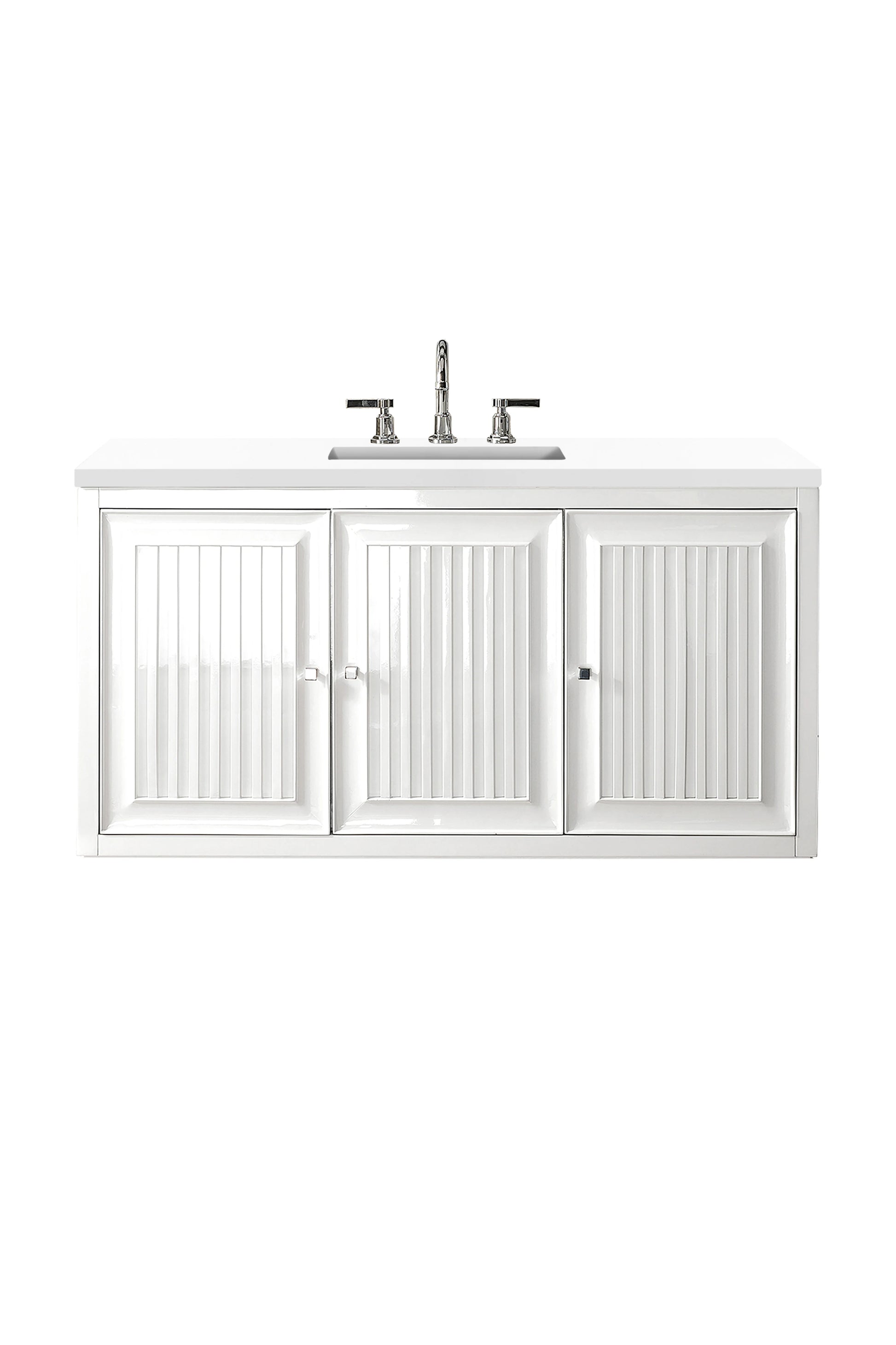 Renovate for Less Atlanta Athens 48" Single Vanity, Glossy White w/ 3 CM White Zeus Silestone Top, view 2