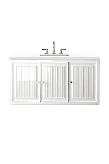 Renovate for Less Atlanta Athens 48" Single Vanity, Glossy White w/ 3 CM White Zeus Silestone Top, view 2