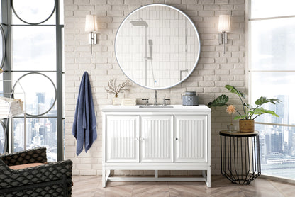 Renovate for Less Atlanta Athens 48" Single Vanity, Glossy White w/ 3 CM White Zeus Silestone Top, view 3