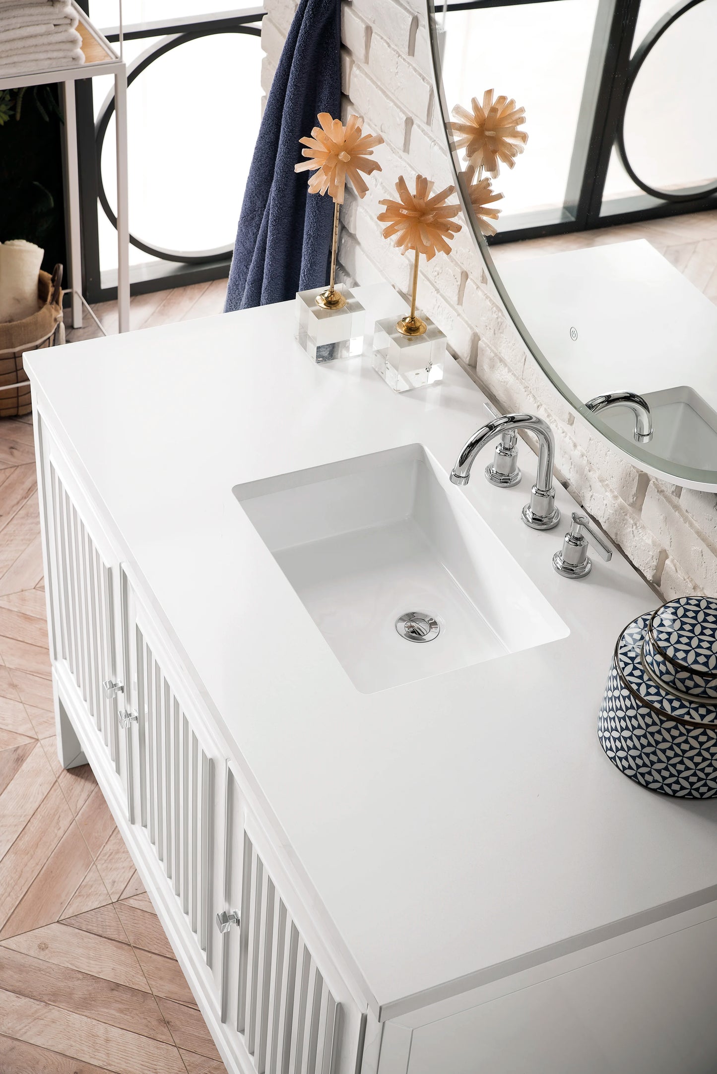 Renovate for Less Atlanta Athens 48" Single Vanity, Glossy White w/ 3 CM White Zeus Silestone Top, view 4