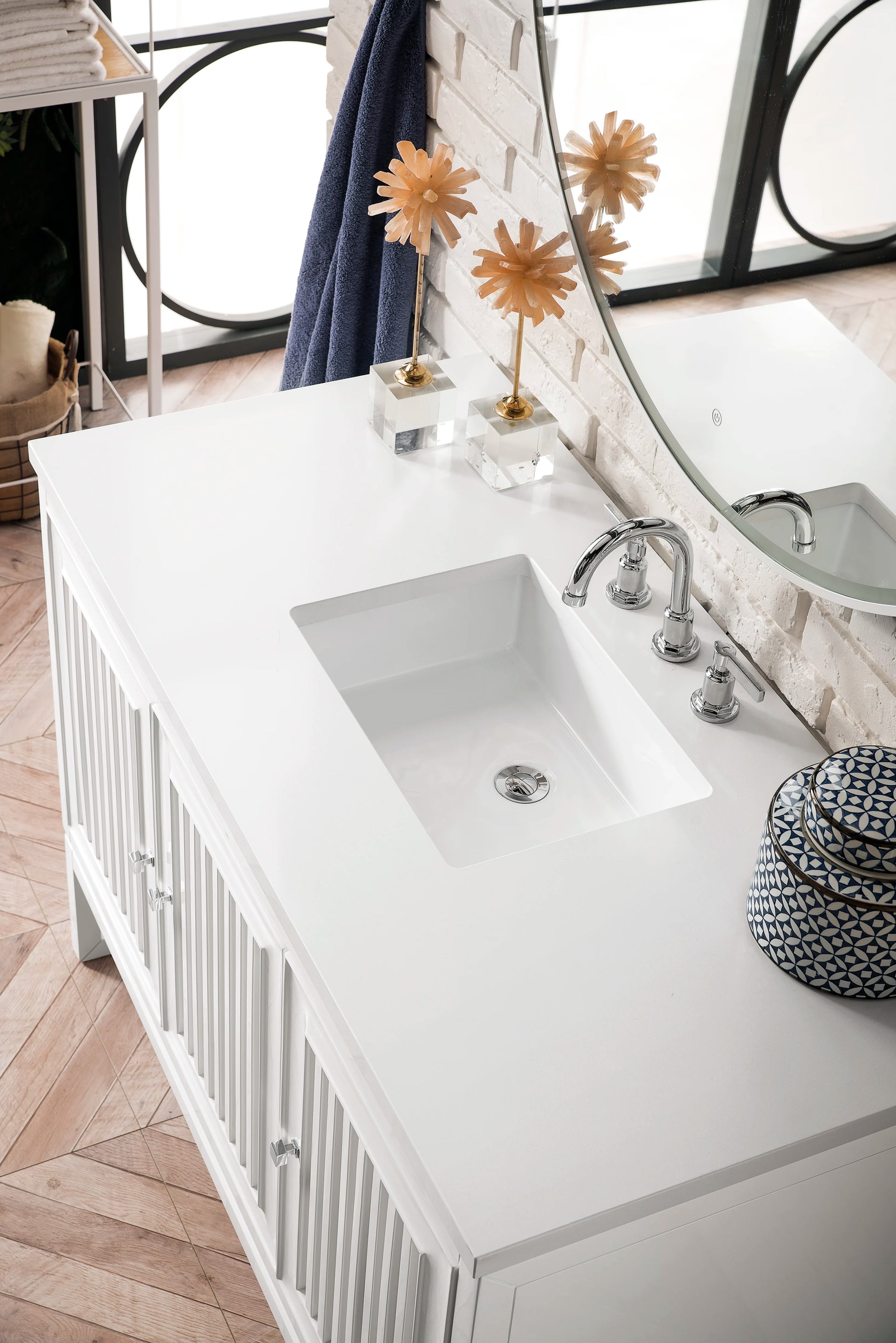 Renovate for Less Atlanta Athens 48" Single Vanity, Glossy White w/ 3 CM White Zeus Silestone Top, view 4