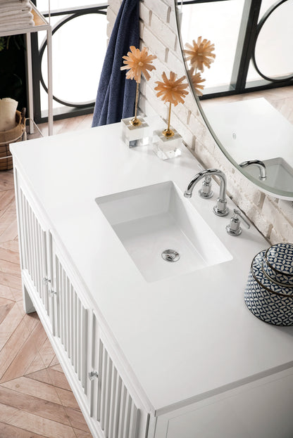 Renovate for Less Atlanta Athens 48" Single Vanity, Glossy White w/ 3 CM White Zeus Silestone Top, view 4